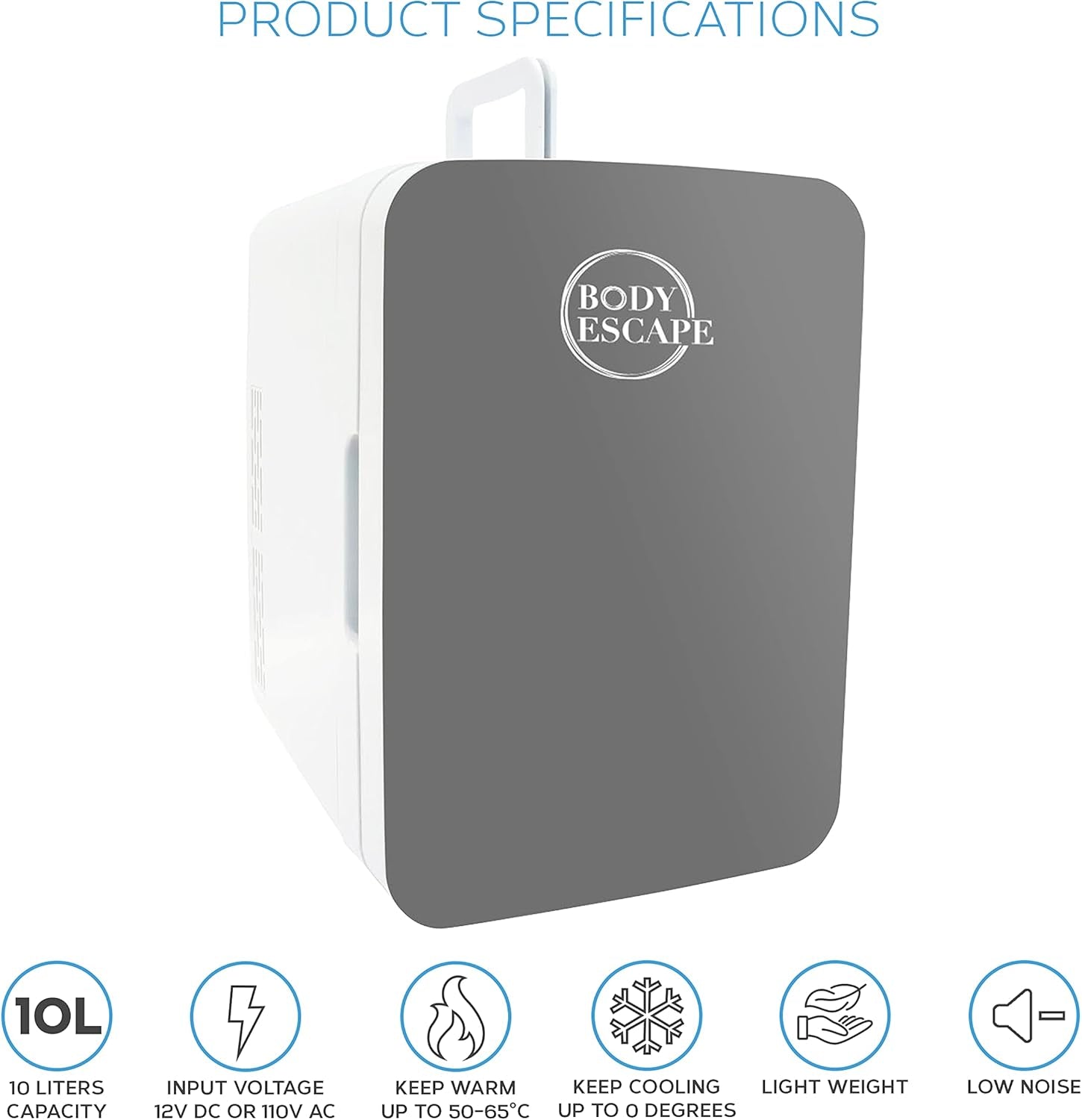Body Escape Mini Réfrigérateur Pour Soins De La Peau Et Maquillage - Mini Réfrigérateurs Beauté À Porte En Verre - Réfrigérateur Portable, Compact, Et Silencieux Pour Le Maquillage - 10L - Gris