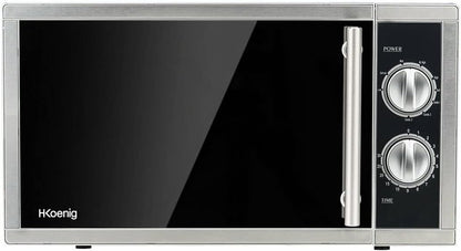 Four Micro-Ondes Grill 2 En 1 23L VIO7 1000W, Compact Plateau Tournant 27Cm, Multifonction 9 Programmes, Décongélation, Cuisson Combinée, Rapide, Minuterie 30Min, Effet Miroir Noir, Inox Argenté