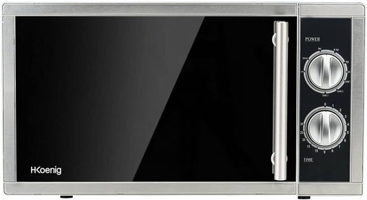 Four Micro-Ondes Grill 2 En 1 23L VIO7 1000W, Compact Plateau Tournant 27Cm, Multifonction 9 Programmes, Décongélation, Cuisson Combinée, Rapide, Minuterie 30Min, Effet Miroir Noir, Inox Argenté