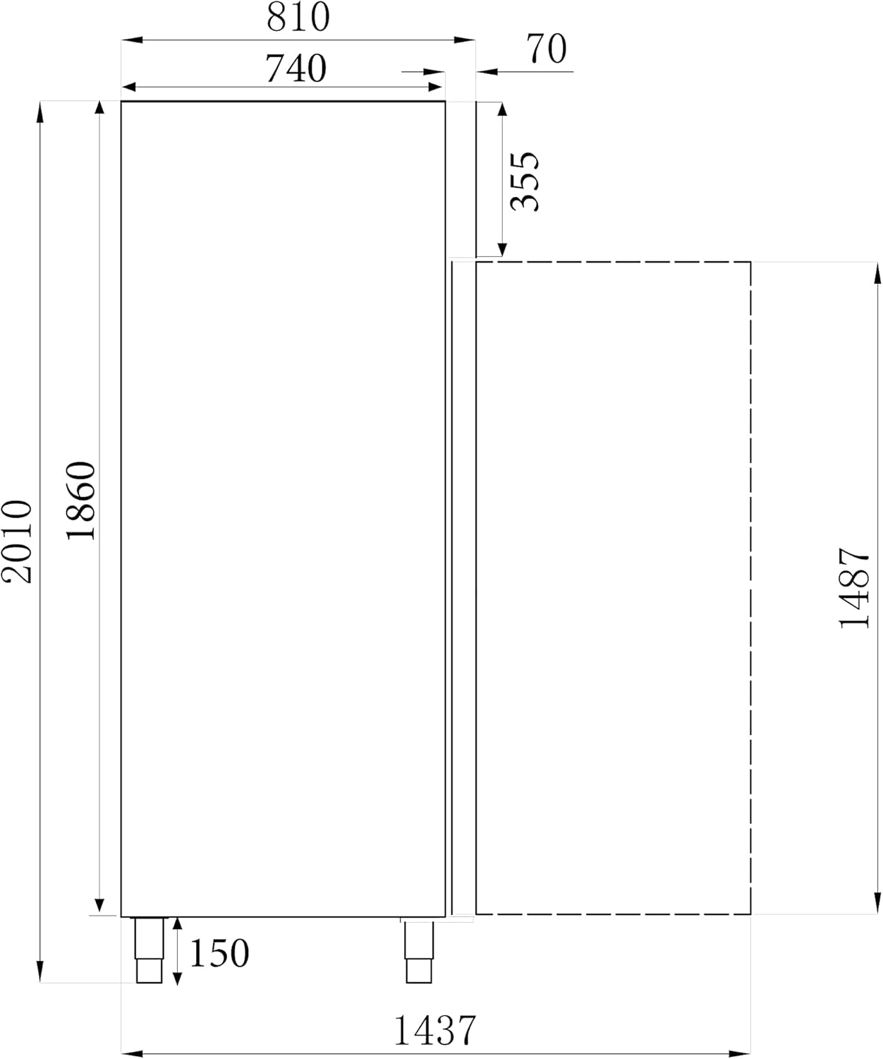 Armoire Réfrigérée Positive Inox - 1200 Litres - Combisteel - R290Inox2 Portes1340Pleine
