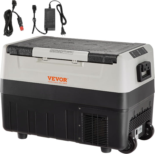 Glacière Électrique Portable De 45 L Réfrigérateur De Voiture Portable 12/24 V CC 100-240 V CA Frigo Voiture Double Zone 0,6 Kw.H -20 °C À 10 °C Réglable Congélateur Pour Camion Bateau Camping