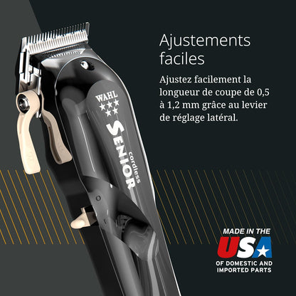 Cordless Senior, Tondeuse Professionnelle Filaire Et Sans Fil | Tondeuse Professionnelle, Lame Chirurgicale Pour Fondus, Moteur Puissant, Jusqu'À 80 Minutes D'Autonomie, Filaire Et Sans Fil