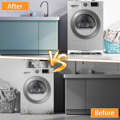 Universel Socle Lave Linge Avec Roulettes Pivotantes À 360° Pour Une Manœuvre Sans Effort, Fonction Anti-Vibrations, Freins Réglables, Taille Ajustable, Pour Lave-Linge Empilés De 42 À 69 Cm | Chariot De Transport De Scooter Avec Rouleau De Taille Réglabl