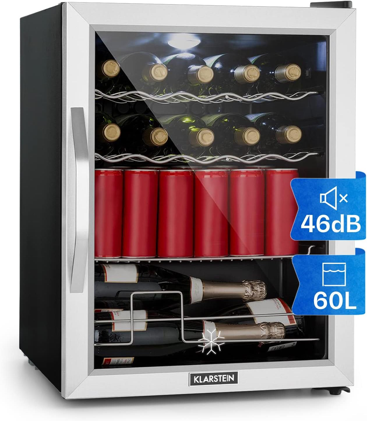 Mini Frigo De Chambre Et Bureau, Silencieux, Mini Bar 60L, Pour Boisson, Camping, Étagères Réglables, Ondulés Pour Le Vin, Cannette, Beer