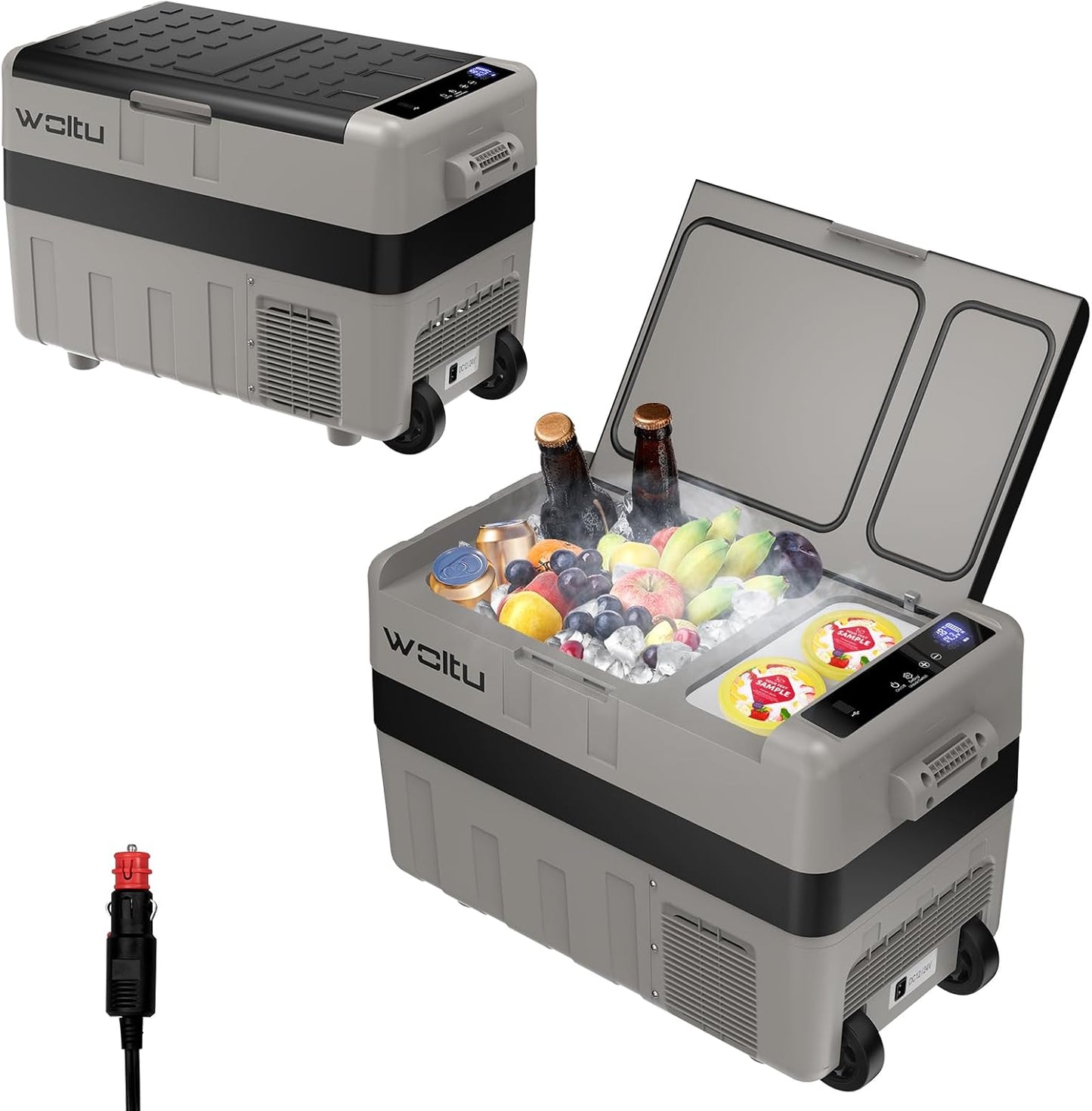 Glacière Électrique, Mini Congélateur, Glacière À Compression, Mini Frigo Portable, Glacière Pour Auto, 40 L, Avec Roulettes Et Port USB, 12/24 V Et 100-240 V, Kue014Szg
