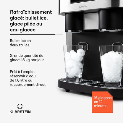 Machine a Glacons Pour La Maison, Capacité De 1.8L, Fabrique Rapidement Jusqu'À 15Kg De Glacons Concassée Ou En Balles, Machine À Glaçons, Ice Maker Avec Alarme, Facile À Nettoyer