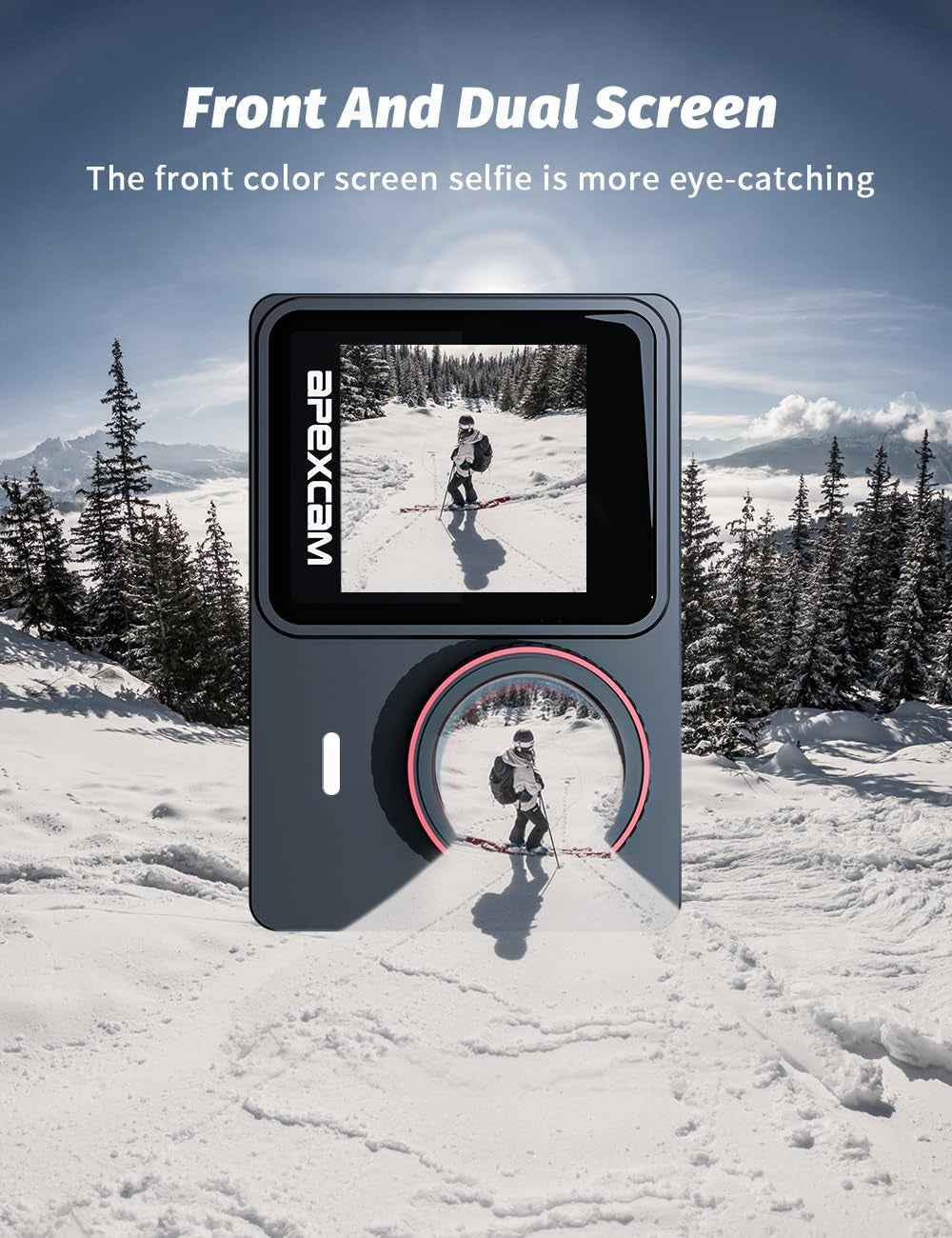 Caméra Sport 4K Étanche Action Cam Wifi EIS Double Écran Tactile | 4K60FPS, Photo 48MP, Stabilisation EIS, Camera Sous-Marine, 8 X Zoom, Télécommande, 2 Batteries 1350Mah, Kit D'Accessoires