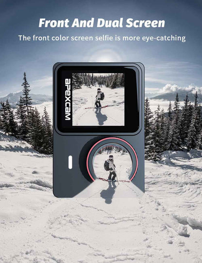 Caméra Sport 4K Étanche Action Cam Wifi EIS Double Écran Tactile | 4K60FPS, Photo 48MP, Stabilisation EIS, Camera Sous-Marine, 8 X Zoom, Télécommande, 2 Batteries 1350Mah, Kit D'Accessoires