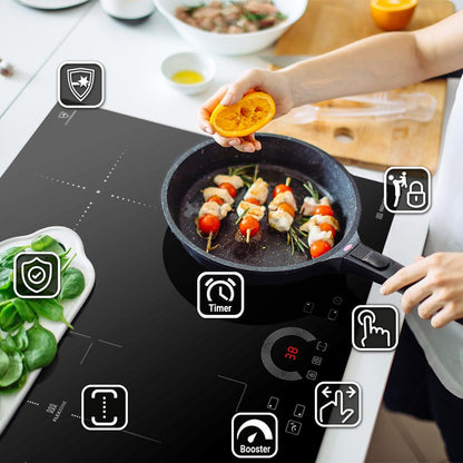 Cuisinière: 60Cm Four Encastrable EB8019EDP + 59Cm Plaque Induction IH85901FZ / Pyrolyse/Fonction Pizza/Gril/Circulation De L'Air/Air Chaud/Tiroirs Télescopiques / SET8019IH592FZ