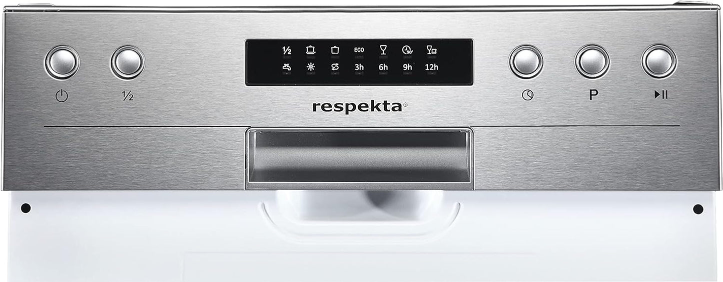 Respekta Lave-Vaisselle Semi-Intégré 45 Cm / Lave-Vaisselle Encastrable Avec Panier À Couverts Flexible / 6 Programmes / Départ Différé / 9 Couverts / Affichage LED / GSP45TIDM