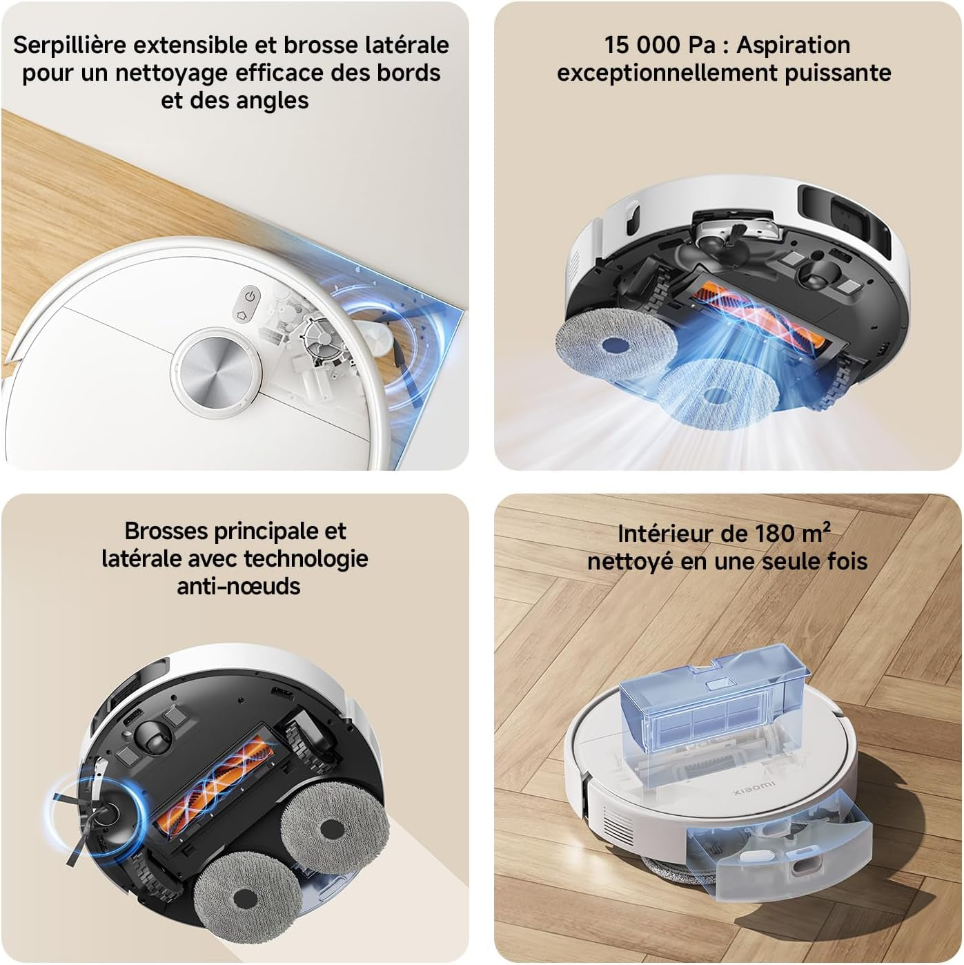 S40 Pro Aspirateur Robot, 15000Pa, Deux Bras Extensibles | Double Anti-Nœuds, Évitement D’Obstacles Grand-Angle, Détection Des Tapis, Relevage Auto Des Serpillières, Contrôle App/Voix