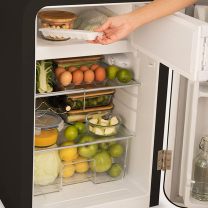 / RETRO FRIDGE 83.5 Marble/Réfrigérateur Noir Avec Poignée Marbre/Pratique Et Fonctionnel, Matériaux Résistants