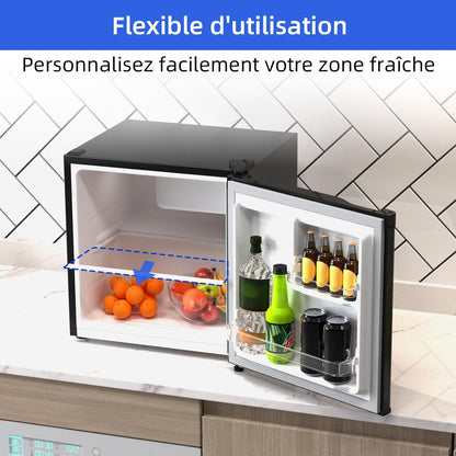 Mini Réfrigérateur 46L, 47X44,7 Cm, Réfrigérateur De Table Avec Porte-Bouteilles, Thermostat Réglable, Faible Bruit, Pour Chambre, Cuisine, Salon Foncé 2023