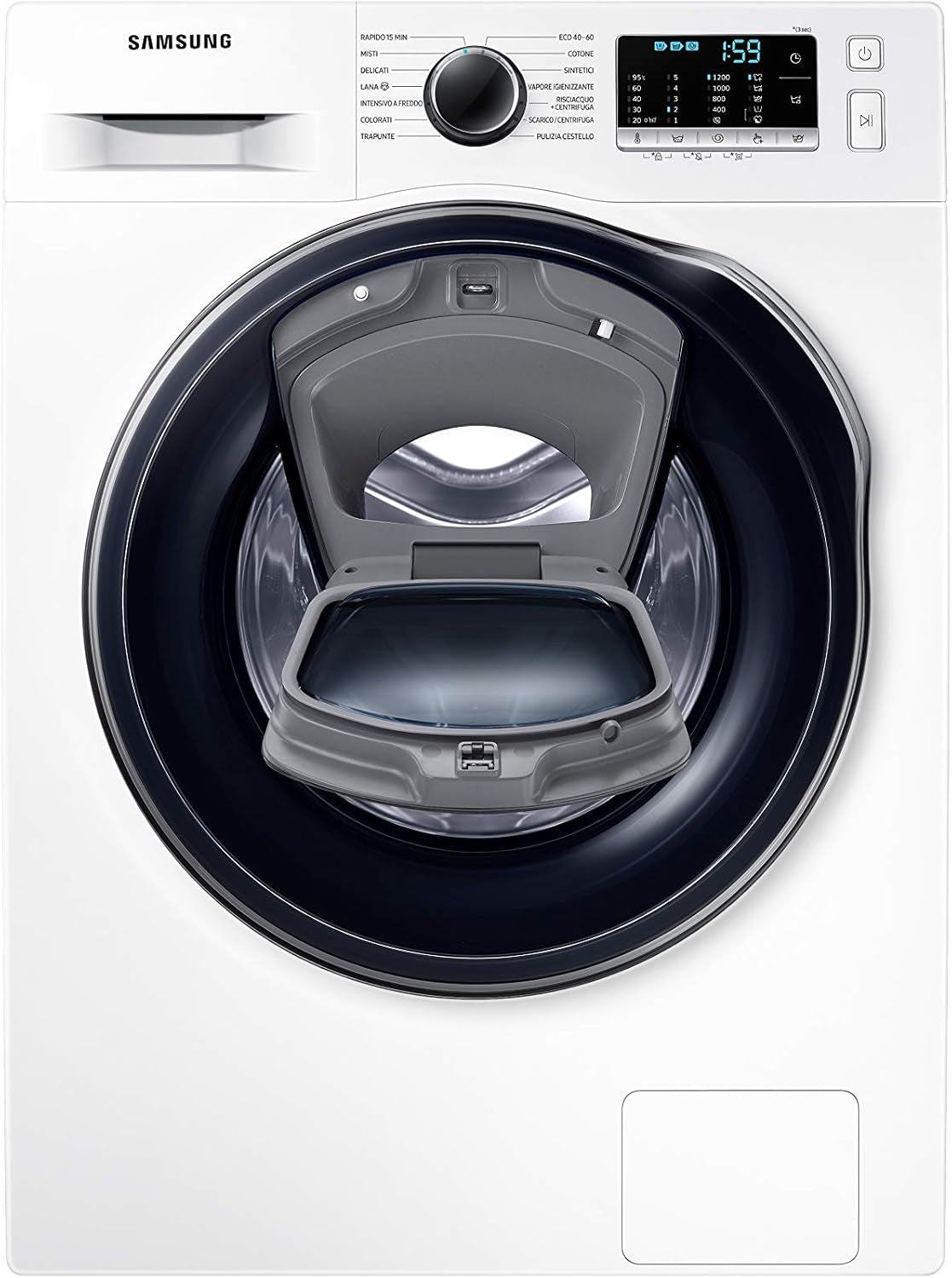 Addwash™ WW8NK52E0VW/ET Machine À Laver Slim Addwash™ WW8NK52E0VW/ET, Libre Installation, 8 Kg, 1200 Tr/Min, Classe C, Vapeur, Charge Avant, 60 L X 85 H X 45 P Cm