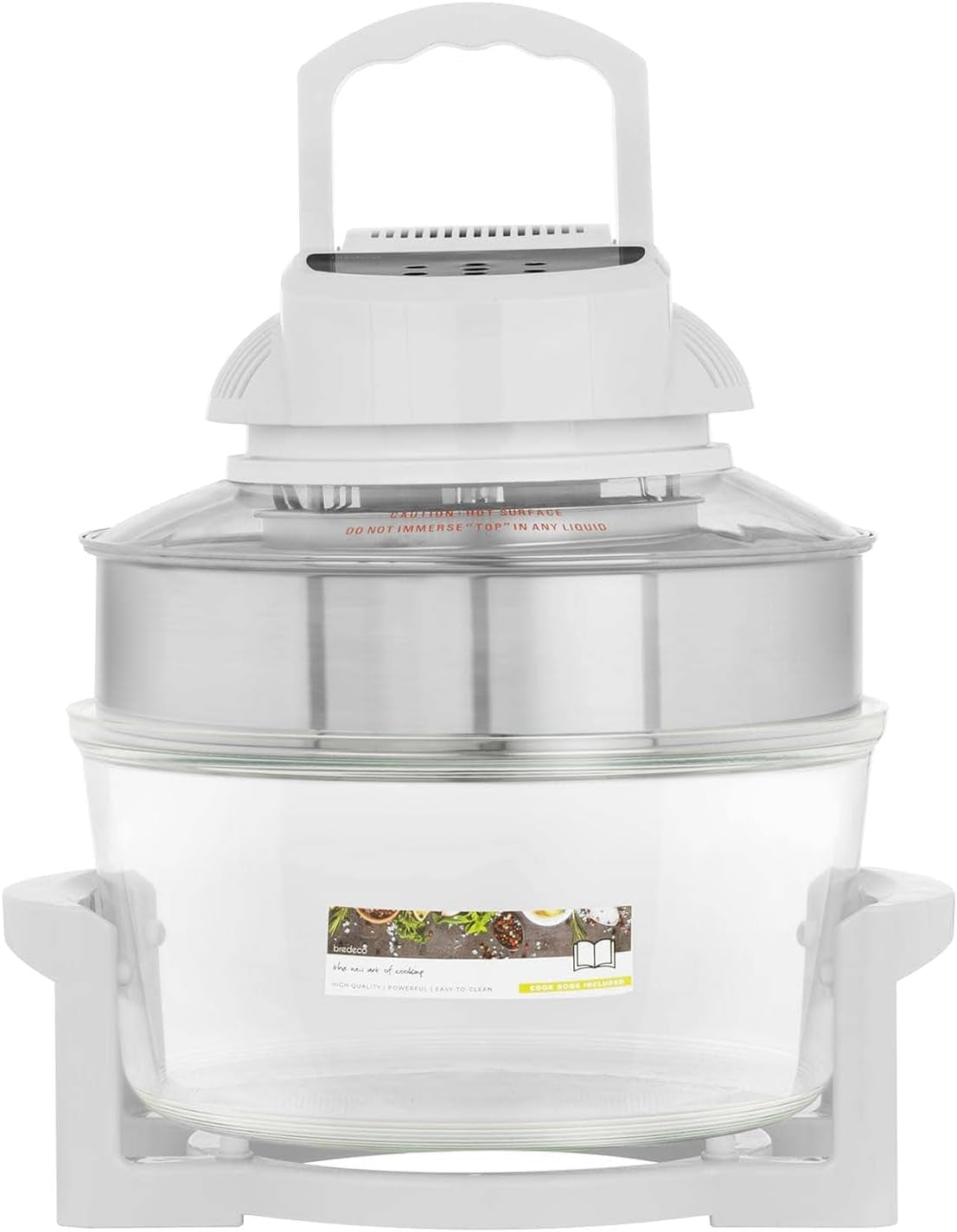 Bredeco Four Halogène Cyclone Cyclonique BCHO-17L-D (1400 W, 250 °C, 12+5 L, Récipient Ø 33,5 X 16,5 Cm, Avec Anneau D'Extension, Minuterie 180 Min)