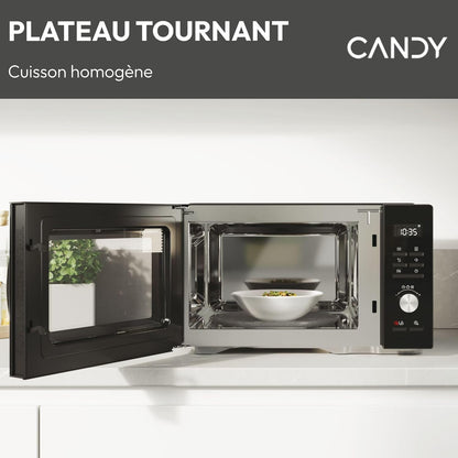 Essenza CMWA32EDLB Four Micro-Ondes 1000W 32L Digital, Fonction Décongélation Et Nettoyage Auto, Cavité Inox, Plateau Tournant, 5 Niveaux De Puissance, 8 Menus Auto, Cuisson Express, Noir