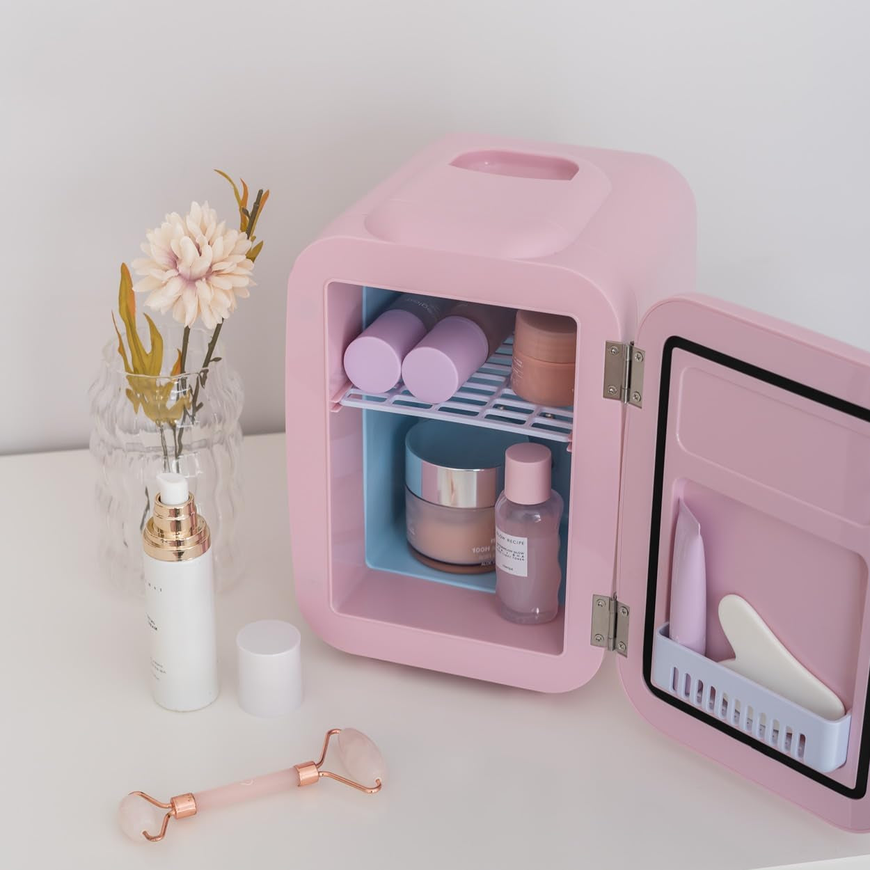 Mini Frigo 4L - Petit Frigo, Mini Frigo De Chambre 12V/220V, Mini Frigo Cosmetique, Fonction Chaud Et Froid, Mini Refrigerateur, Frigo Mini