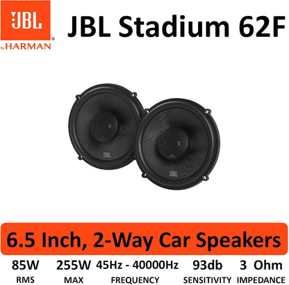 Stadium 62F 6.5 in / 16.5 Cm Haut-Parleur Coaxial 2 Voies Voiture | 85 W RMS / 255 W Max, 93 Db, 3 Ohm, 45 Hz-40 Khz Hi-Res - Woofer Fibre De Verre plus One - Tweeter Dôme Textile Edge-Driven