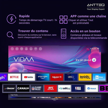 V32-AH3Q1D-BT Smart TV 32 Pouces Bluetooth (Television 80Cm,Vidaa OS Télévision Avec Appli Mobile,App Store,Share to Tv,Netflix/Dazn/Wifi,Hdmi,2026