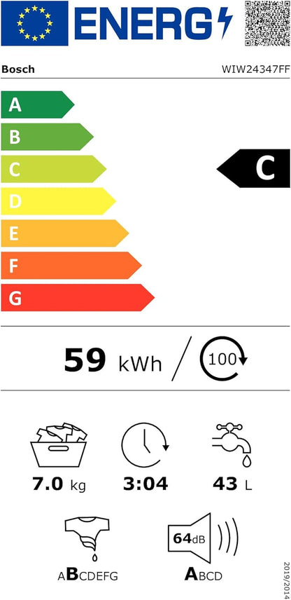 Electroménager WIW24347FF Lave-Linge Encastrable Série 6-7 Kg - Ecosilence - 55 L - 1200 Trs/Min - Blanc