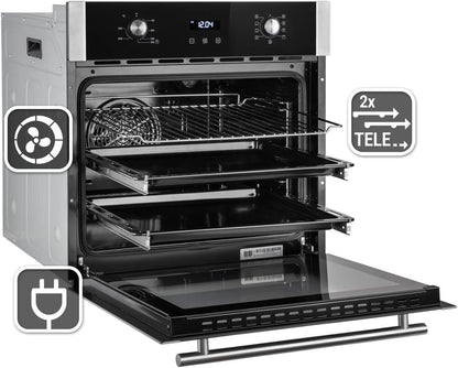 Four Encastrable 60 Cm / 70L / 2,8Kw / Gril/Circulation De L'Air/Air Chaud/Tiroirs Télescopiques/Timer Automatique / EB8010ED