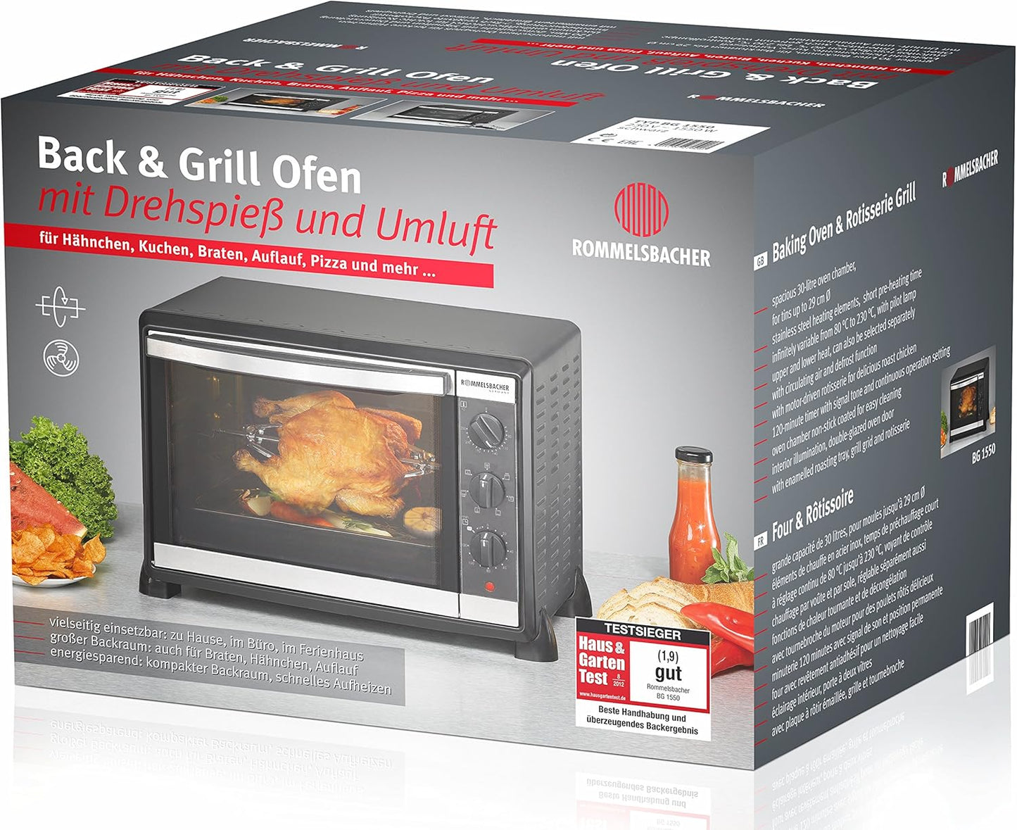 Rommelsbacher BG 1550 Four/Grill À Chaleur Tournante Broche Motorisée (Import Allemagne)