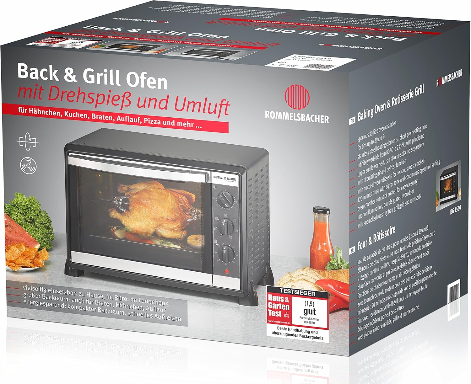 Rommelsbacher BG 1550 Four/Grill À Chaleur Tournante Broche Motorisée (Import Allemagne)