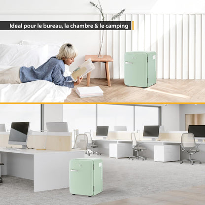 TZS First Austria Mini-Réfrigérateur Silencieux | Design Rétro | Puissance De Réfrigération Réglable | Poignée De Porte | Système De Réfrigération Thermoélectrique | 40L | Menthe