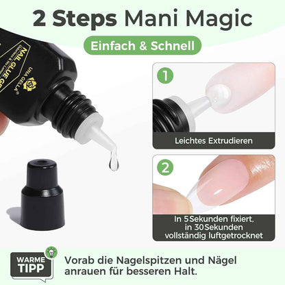 Colle À Ongles Pour Ongles Press on Nails : Séchage Rapide En 10 Secondes, Pas Besoin De Lampe UV, Colle Gel 3 × 5 Ml, Super Forte Pour Faux Ongles, Faux Ongles Et Ongles En Acrylique