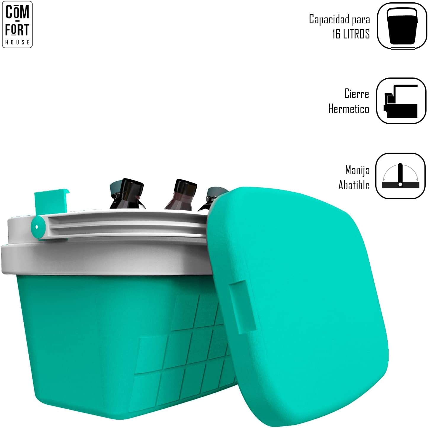 - Réfrigérateur Portable Avec Poignée Rigide - Porte-Nourriture Pour Camping, Plage, Camping - Réfrigérateur Couleur Pâturage Vert - Capacité 16L