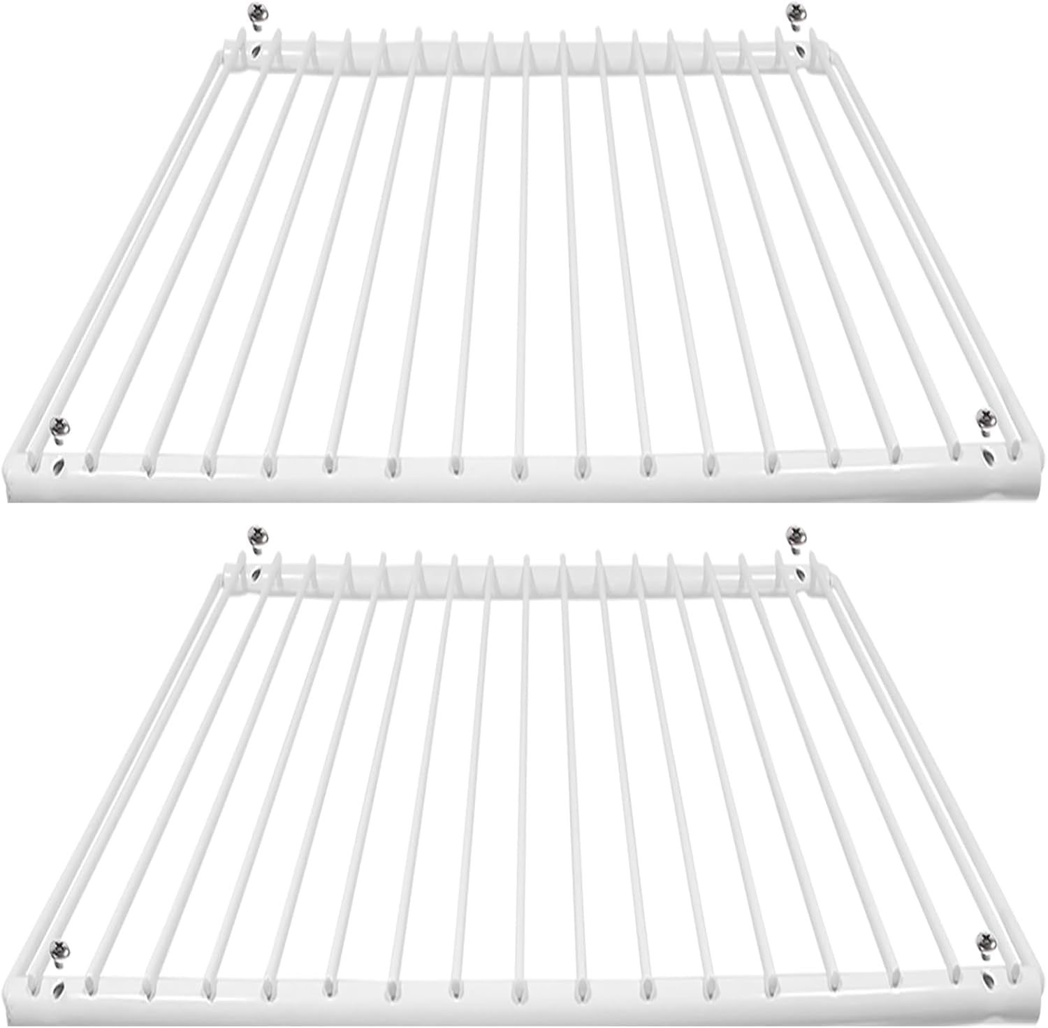 Étagère De Réfrigérateur Compatible Avec Beko Réfrigérateur/Congélateur Réglable Revêtement Plastique Blanc Extensible (Lot De 2 Étagères, Grand, 425 Mm – 670 Mm X 320 Mm)