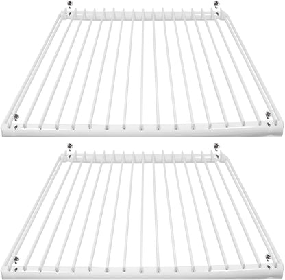 Étagère De Réfrigérateur Compatible Avec Beko Réfrigérateur/Congélateur Réglable Revêtement Plastique Blanc Extensible (Lot De 2 Étagères, Grand, 425 Mm – 670 Mm X 320 Mm)
