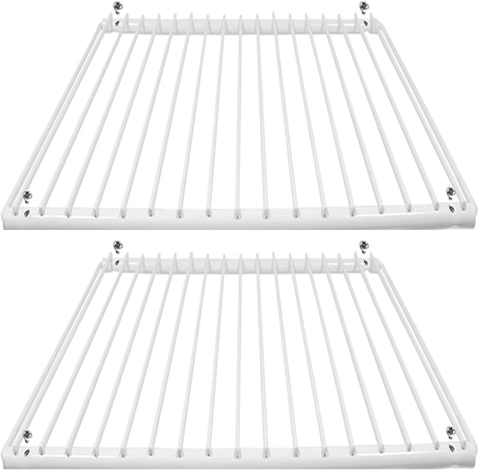 Étagère De Réfrigérateur Compatible Avec Beko Réfrigérateur/Congélateur Réglable Revêtement Plastique Blanc Extensible (Lot De 2 Étagères, Grand, 425 Mm – 670 Mm X 320 Mm)