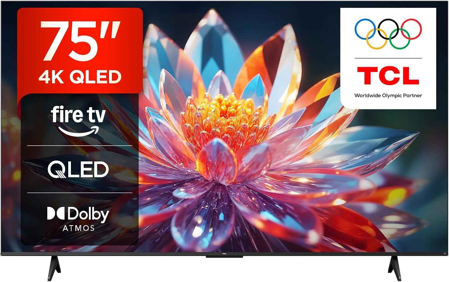 TCL 75T6C 75” QLED 4K HDR TV, Fire TV (Téléviseur Intelligent Avec Dolby Vision Et Atmos, HDR10+, Appuyez Et Demandez À Alexa)