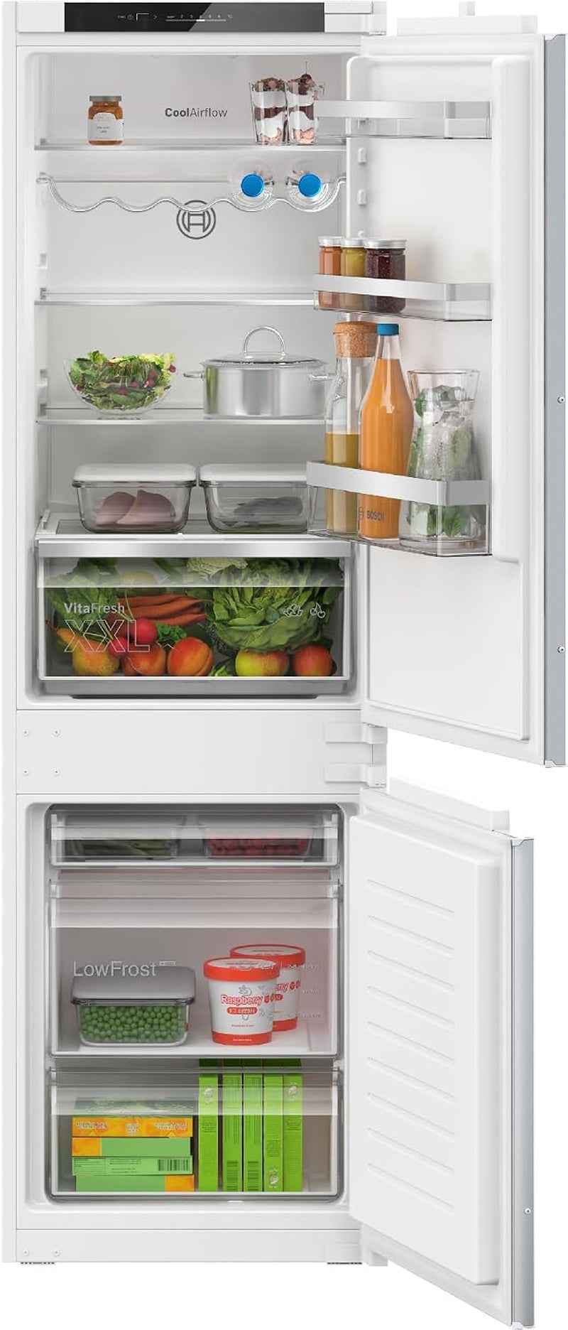 Bosch KIV86VSE0 Série 4 - Réfrigérateur Combiné, Encastrable, Éclairage LED | 177.2 X 54.1 Cm, 183 L, Vitafresh, Cool Airflow, Alarme Porte Ouverte, 30-35 Db