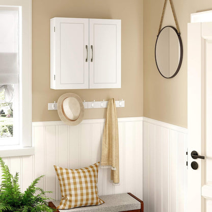 Armoire Murale Pour Salle De Bain, Placard De Rangement Mural Pour Salle De Bain, 18 X 60 X 60 Cm, Armoire À Pharmacie Avec Étagères Réglables, Blanc Nuage BBC320W01