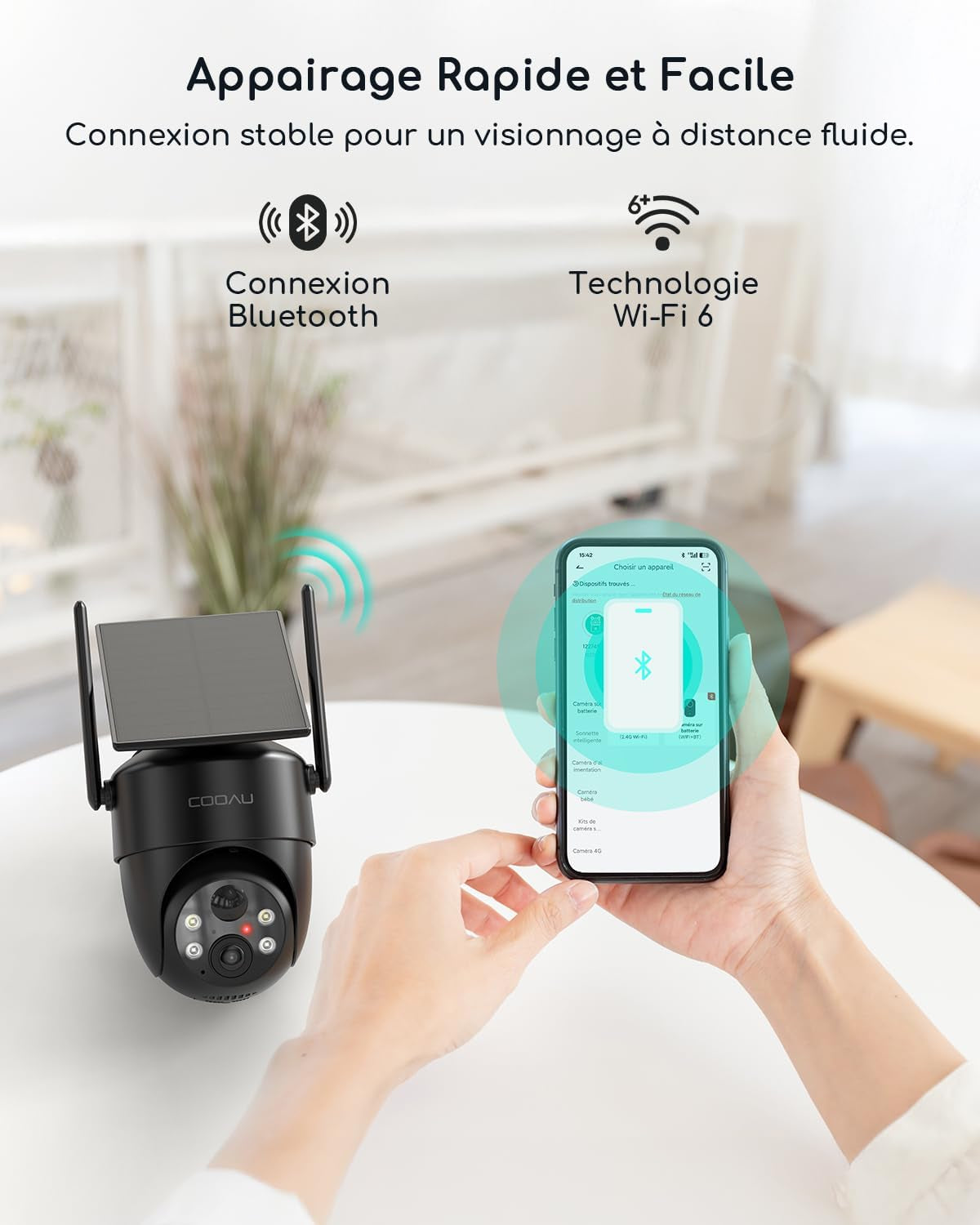 2K Camera Surveillance Wifi Exterieure Sans Fil, Caméra Solaire 3MP | 360° PTZ, Wi-Fi 6, Recharge Basse Luminosité, Détection PIR Intelligente, Appairage Bluetooth, 2.4 Ghz, IP66, 2 Paquets