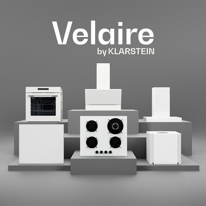 Klarstein Velaire Plaque Induction 60Cm - 4 Zones, 7000W Boost, Curseur Tactile, Minuterie, Sécurité Enfants, Vitrocéramique, Plaque Cuisson Induction Encastrable, Design Minimaliste, Blanc