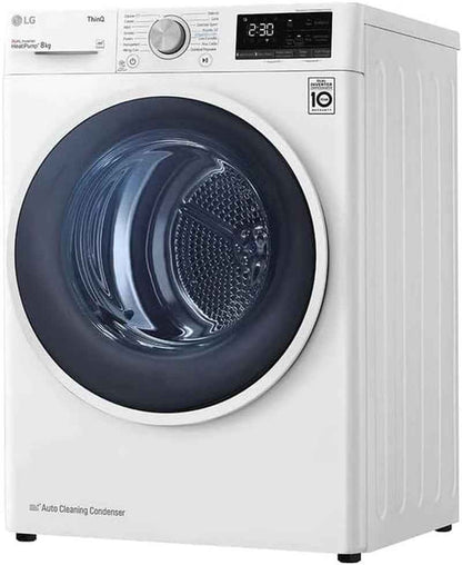 LG RH80V9AVHN Sèche-Linge - Pose Libre, 8 Kg, Chargement Frontal, DUAL Inverter, Pompe À Chaleur, Wi-Fi Avec Smartthinq, Eco Hybrid, Allergy Care, Blanc, Classe A+++ (Interface Italienne)
