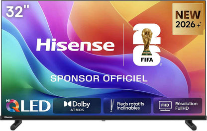 Hisense 32A5S - TV 2026 LED 32" (80 Cm) HD, Smart TV VIDAA U7.6, Port USB-C (Mobile to TV), Dolby Audio & DTS HD, Bluetooth, Wifi, Noir