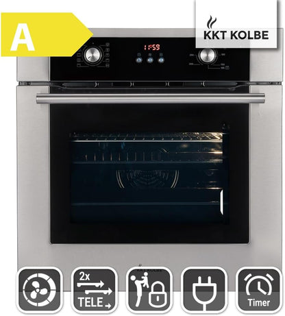 Four Encastrable 60 Cm | 70L | 3Kw | Air Chaud | Tiroirs Télescopiques | Timer Automatique | Double Vitrage D'Isolation Thermique | BO8810SS