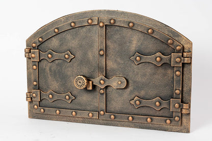 Porte De Four Double En Fonte Avec Thermomètre 500 °C, Avec Loquet De Porte, Aspect Rivet, Porte De Four À Pizza - Four À Pain - Porte De Four En Pierre, 53,2 X 5,5 X 35,5 Cm, Peinture Cuivrée