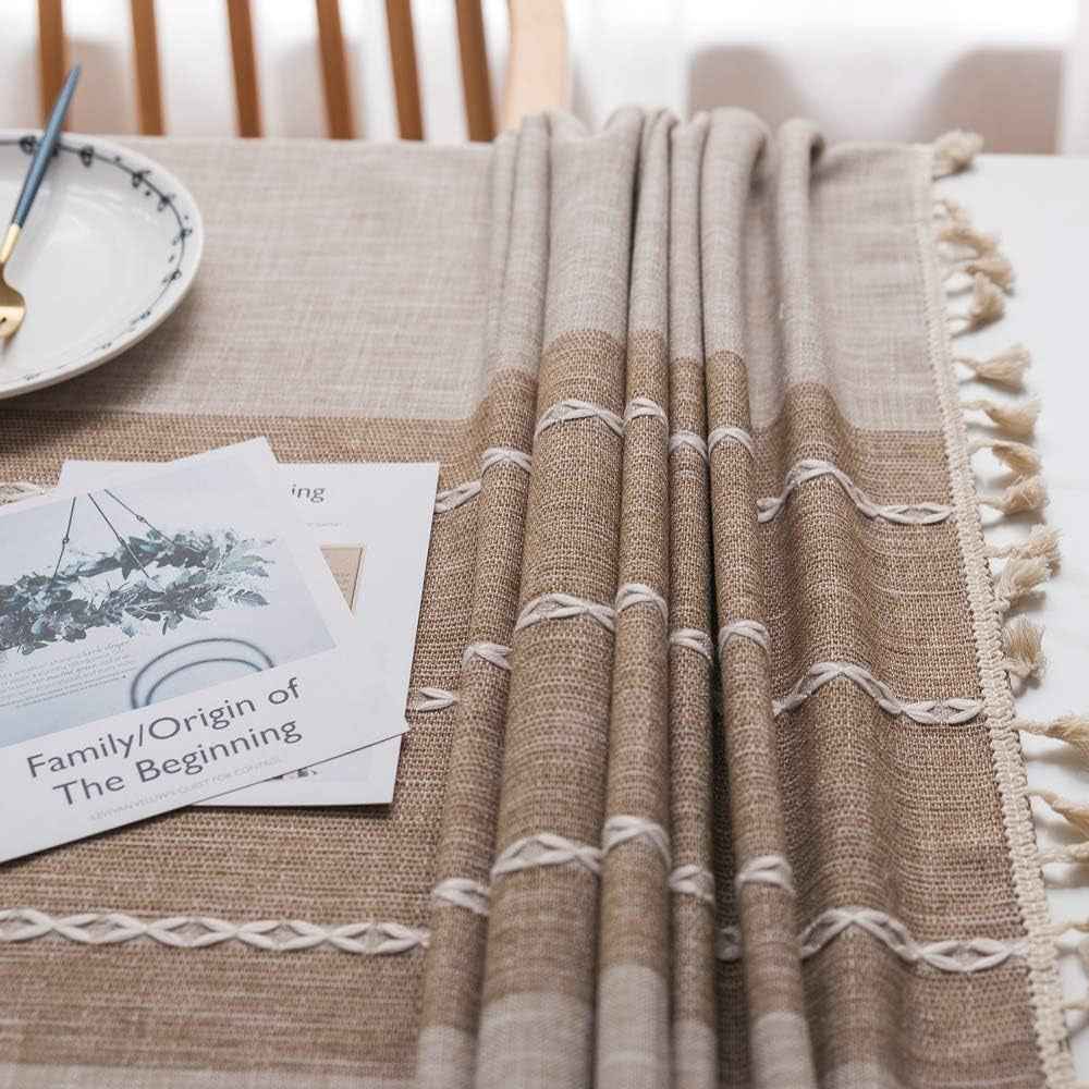 Nappe Rectangulaire 140 X 220 Cm, Brown Nappe Lin Nappes Tissu Pour Salle À Manger, Exterieur, Picnic, Anniversaire, Noel