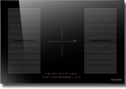 Plaque Induction Avec Flexizone, Plaque De Cuisson Electrique 5 Feux | Boost, Verrouillage Enfant, Pause Et Minuterie, 9 Niveaux De Puissance, Encastrable, 77 CM, 7200W, 220-240V, Sans Prise