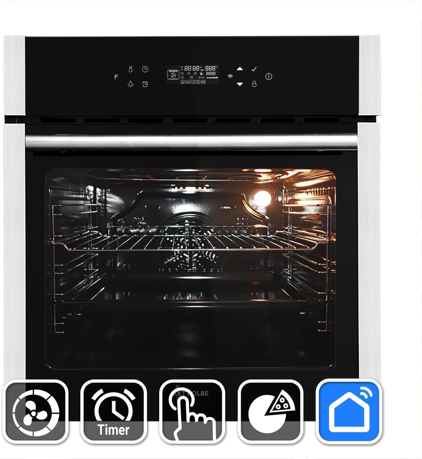 Four Encastrable 60 Cm | 70 L | 2,8 Kw | Fonction Pizza | Grill | Chaleur Tournante | Air Chaud | Minuterie Automatique | Contrôle Par Application Wifi | EB8313HC