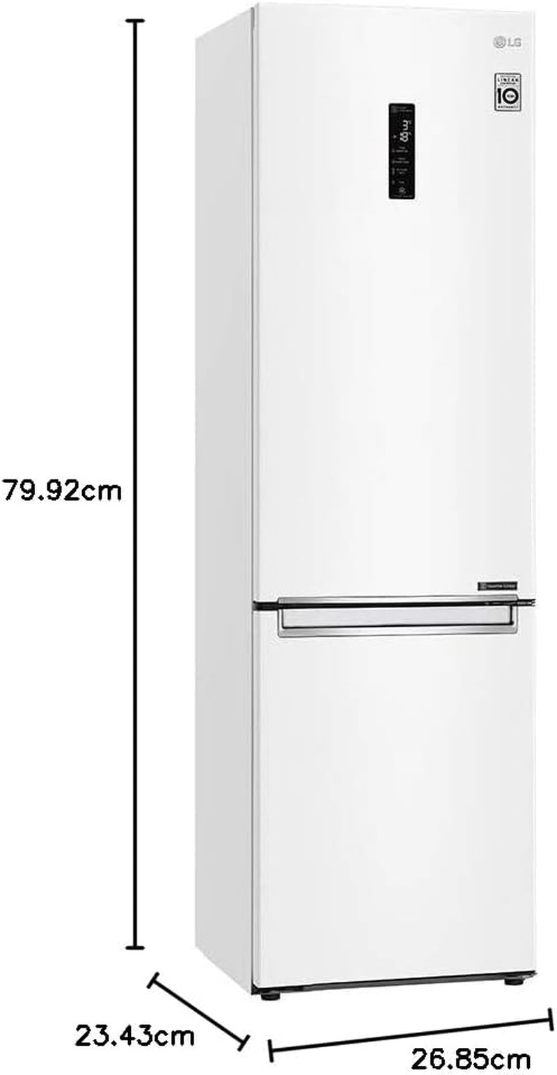 GBB72SWDMN Réfrigérateur Combi No Frost 203 Cm Avec Congélateur, Compresseur Smart Inverter, 384 Litres Blanc