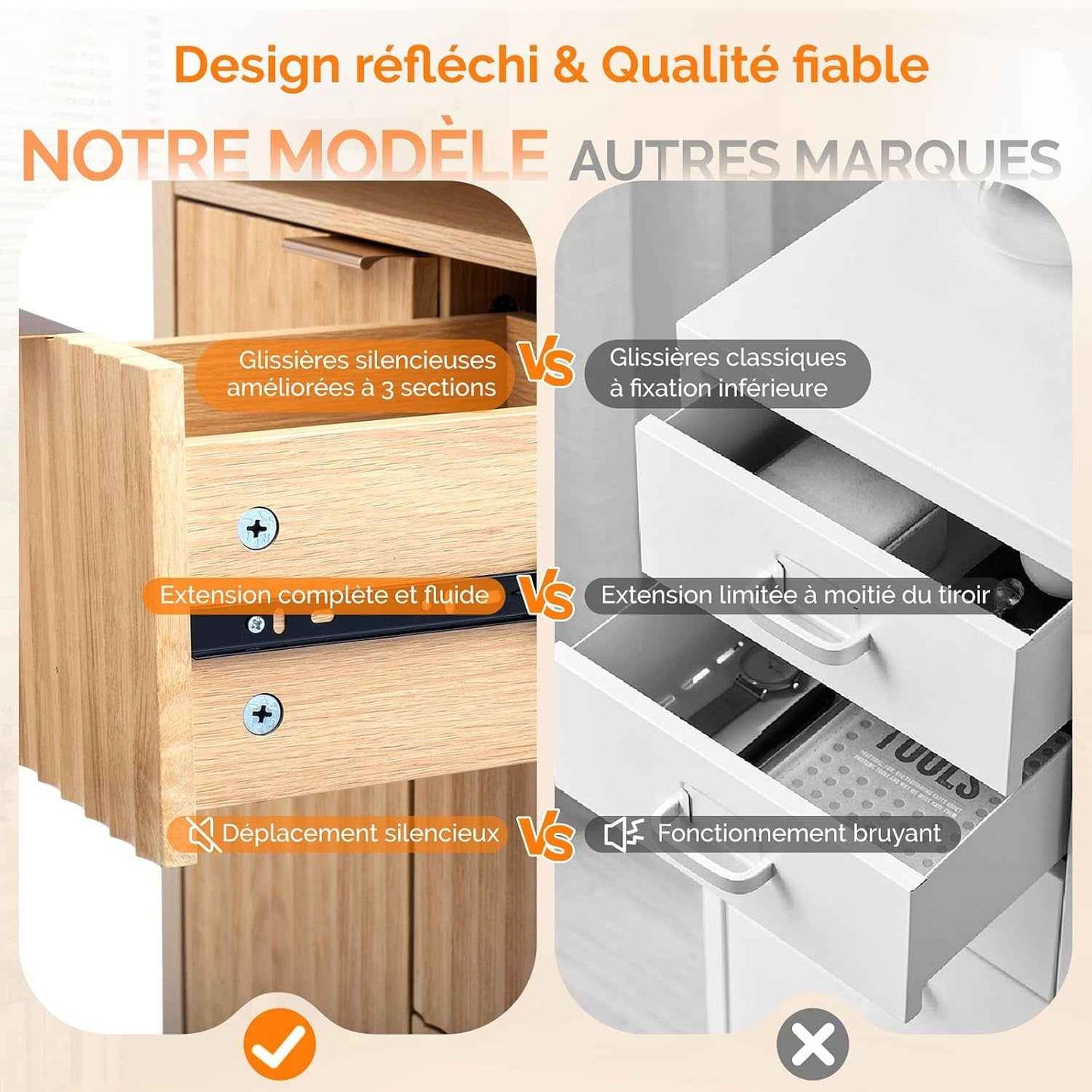 Meuble De Rangement, Armoire De Rangement En Bois Avec 1 Compartiment Ouvert, Meuble Sur Pied Avec 4 Tiroirs, Commode Pour Cuisine, Entrée, Salle De Bain, Chêne, 59 X 30 X 81 Cm