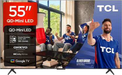 TCL 55Q6C Qd-Mini LED TV, 4K HDR Premium 1000Nits, Smart TV Alimenté Par Google (Dolby Vision IQ Et Atmos, Système Audio Onkyo 2.1, Motion Clarity Pro 144Hz, Game Master, Contrôle Vocal Mains Libres)
