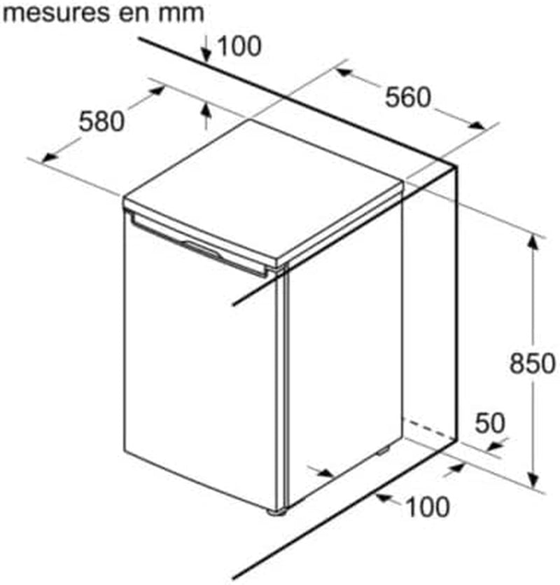 KTL15NWFA Réfrigérateur Table Top Série 2 - 120 Litres - Congélateur Intégré - Blanc