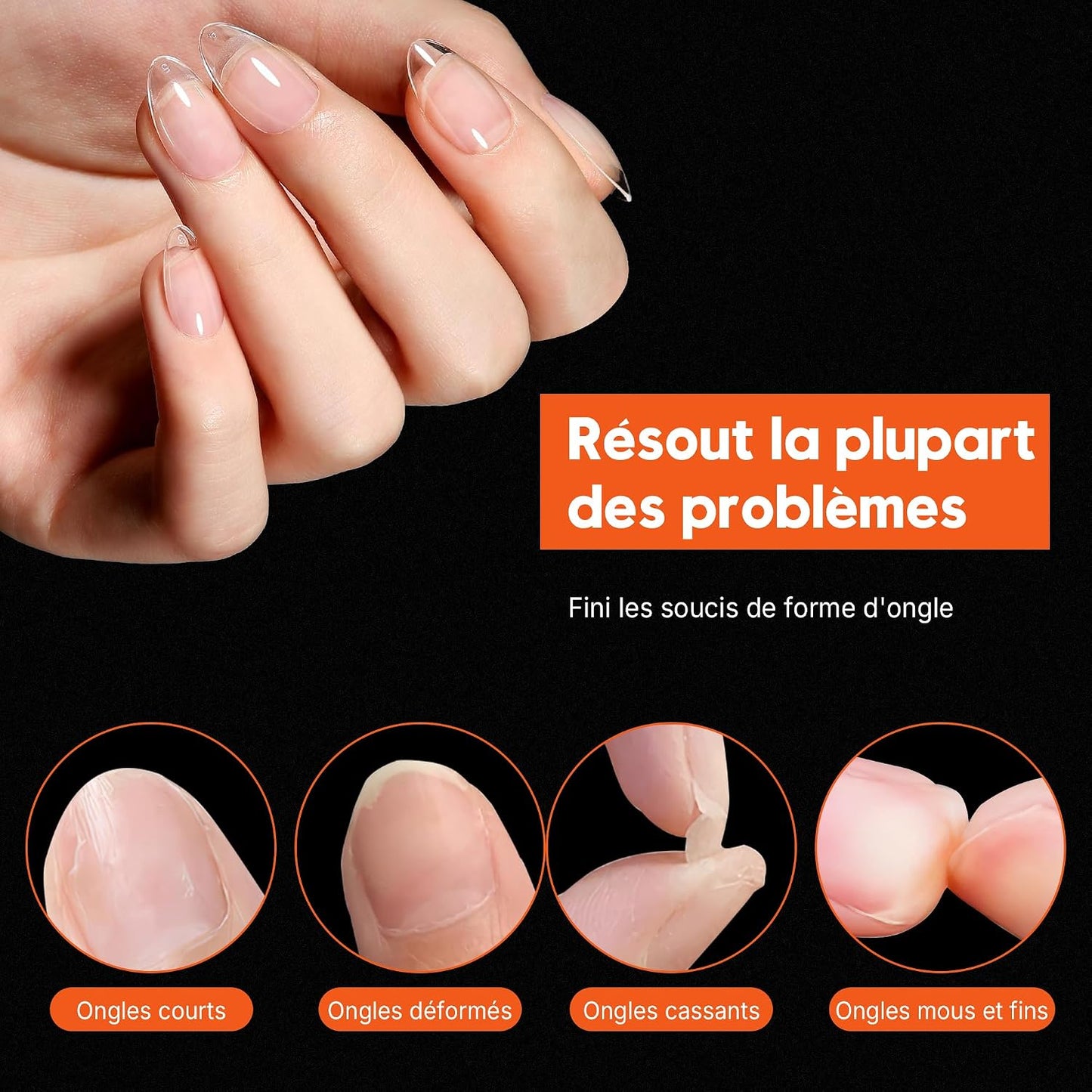 600Pièces Capsule Faux Ongles, Court Almond-Shaped Nails Ongle, 12 Tailles Capsules Americaine Ongles Pour Ongles Gel, Kit Ongle Capsule Pour Manucure, DIY